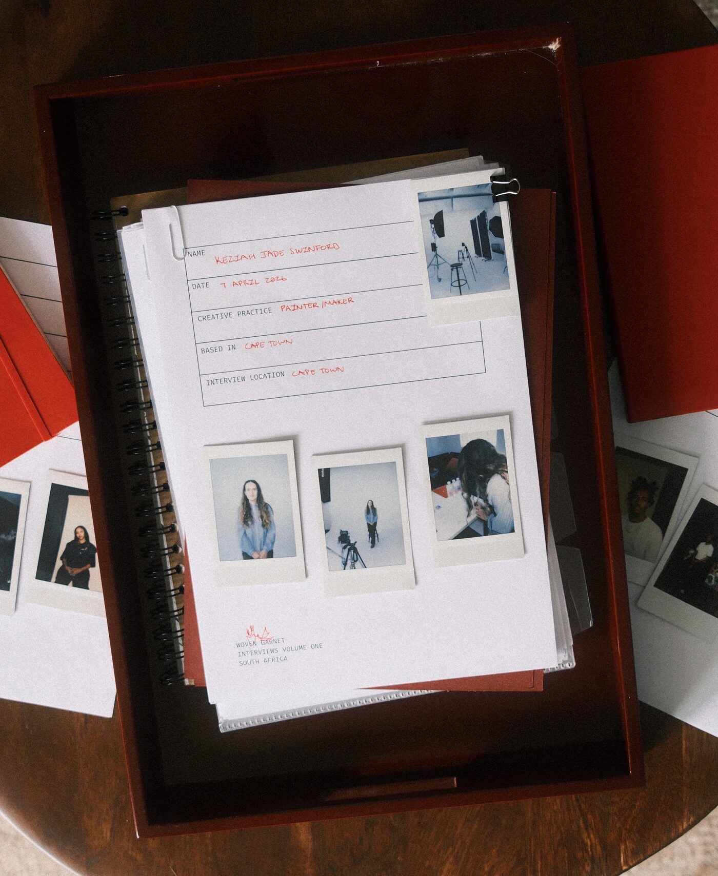 Keziah Jade Swinford's interview record on the studio table