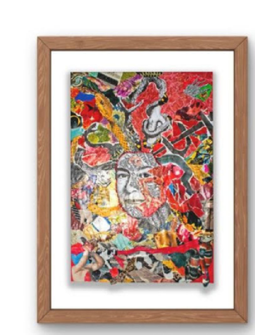 Ouroboros ii, 2025, by Ogorogile Nong. Framed collage on archival paper, 20 x 20 cm.