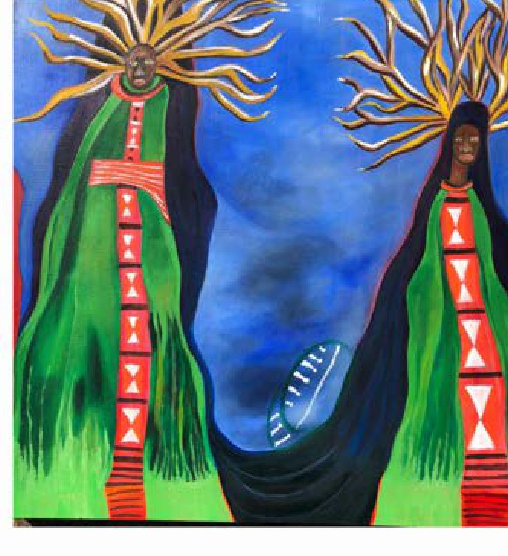 Cannot be Uprooted, 2026, by Shirley Makhene. Mixed media, acrylic, oil and oil pastel, 60 x 60 cm.